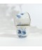 Luxury Blue Floral Pattern Porcelain and Glass Tea and Coffee Set with Gold Rim - 36 Pieces