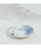 Luxury Blue Floral Pattern Porcelain and Glass Tea and Coffee Set with Gold Rim - 36 Pieces