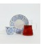 Luxury Blue Floral Pattern Porcelain and Glass Tea and Coffee Set with Gold Rim - 36 Pieces