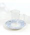 Luxury Blue Floral Pattern Porcelain and Glass Tea and Coffee Set with Gold Rim - 36 Pieces