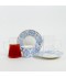 Luxury Blue Floral Pattern Porcelain and Glass Tea and Coffee Set with Gold Rim - 36 Pieces