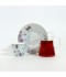 Luxury 36-Piece Tea and Coffee Set with Purple Floral Patterns, Porcelain and Glass, Gold Rim