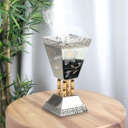 Silver steel incense burner - 11 x 22 cm