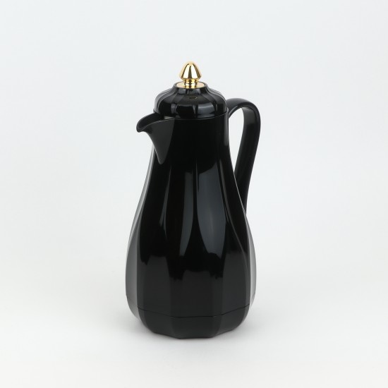 Luxury Black Thermos Flask with Gold-Touch Lid - 1 Liter