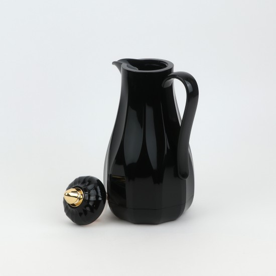 Luxury Black Thermos Flask with Gold-Touch Lid - 1 Liter