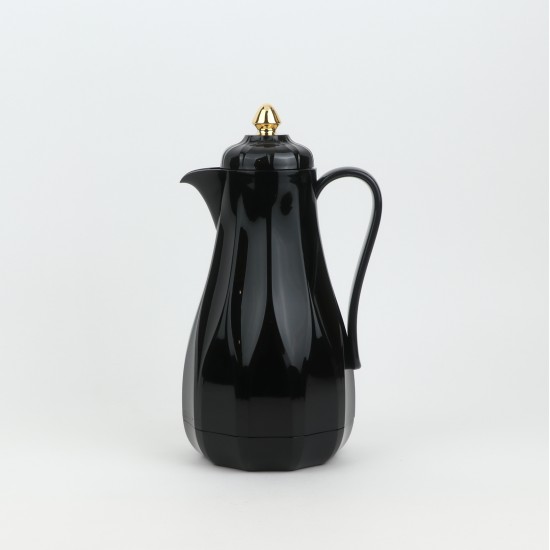 Luxury Black Thermos Flask with Gold-Touch Lid - 1 Liter