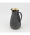 Classic Design Thermos Flask with Shiny Gold Lid - Grey, 1 Liter