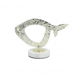 Light Gold Fish Artifact with Marble Base - 2AA9-504