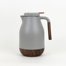 Thermos Flask with Modern Design and Wooden Accents - Grey - 1.5L Capacity