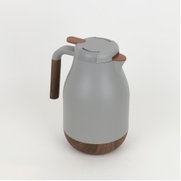 Thermos Flask with Modern Design and Wooden Accents - Grey - 1.5L Capacity Thermos Flask with Modern Design and Wooden Accents - Grey - 1.5L Capacity