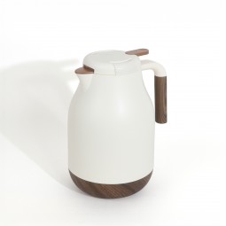 Thermos with a modern design and wooden touches - white - 1.5 litre capacity Thermos with a modern design and wooden touches - white - 1.5 litre capacity