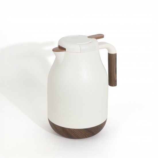 Thermos with a modern design and wooden touches - white - 1.5 litre capacity