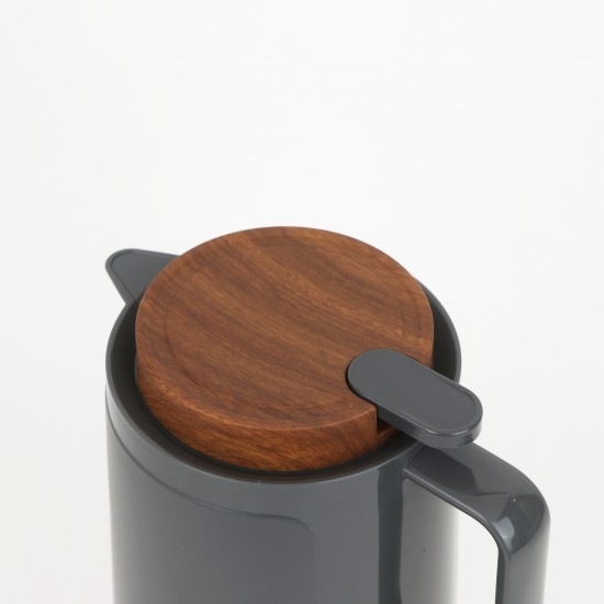 Thermos Flask with Stylish Wooden Design - Grey - 1.6L