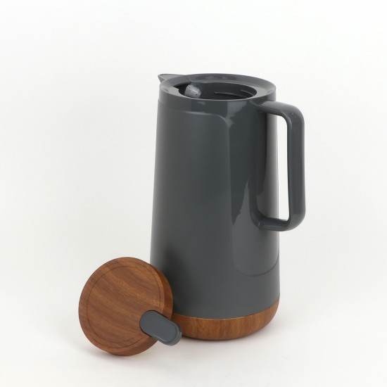 Thermos Flask with Stylish Wooden Design - Grey - 1.6L