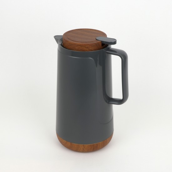 Thermos Flask with Stylish Wooden Design - Grey - 1.6L