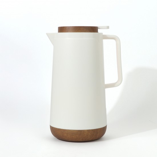 Thermos Flask with Elegant Wooden Design - White - 1.6L