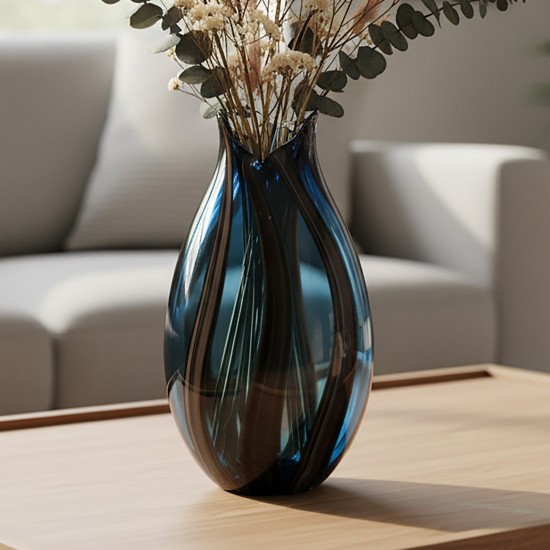 Luxury glass vase with a wavy design