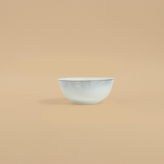 Round Porcelain Serving Bowl with Elegant Silver Rim - 4"