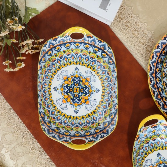 Yellow Decorative Rectangular Plate - 11.75 inches