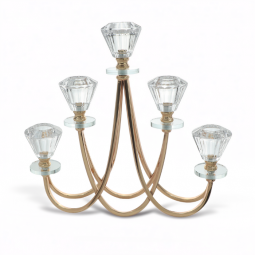 Golden steel and clear crystal candlestick with 5 branches - 2MM10-27