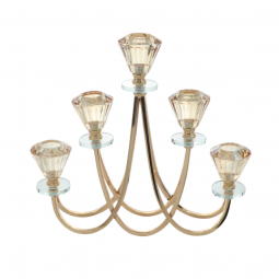 Golden steel and honey crystal candlestick, 5 branches - 2MM10-28