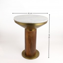 Round side table with marble top and metal base Round side table with marble top and metal base