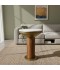 Round side table with marble top and metal base