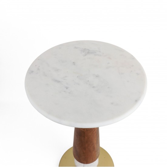 Round side table with marble top and metal base Round side table with marble top and metal base