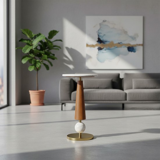 Round side table with marble top and metal base Round side table with marble top and metal base