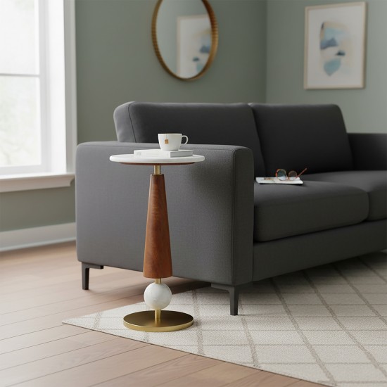 Round side table with marble top and metal base Round side table with marble top and metal base