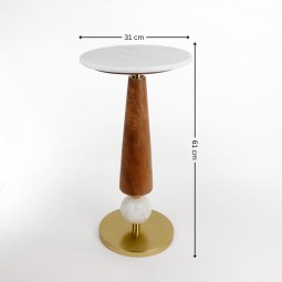 Round side table with marble top and metal base Round side table with marble top and metal base