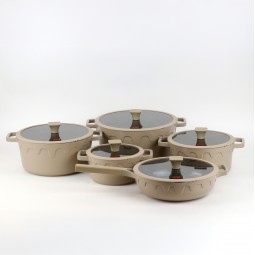 Granite cookware set with a unique design, beige color - 10 pieces - 2S1AA100077
