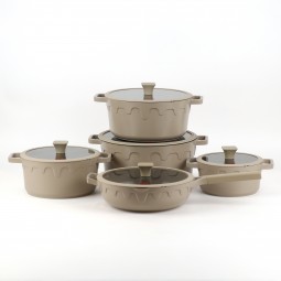 Granite cookware set with a unique design, beige color - 10 pieces - 2S1AA100077