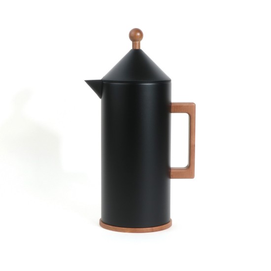 Black Thermos Flask with Wooden Handle and Finish - 1 Liter Black Thermos Flask with Wooden Handle and Finish - 1 Liter