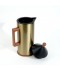 Golden Thermos Flask with Wooden Handle - 1 Liter Capacity
