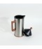 Modern design silver thermos flask with wooden handle and finish - 0.6 liter capacity