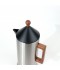 Modern design silver thermos flask with wooden handle and finish - 0.6 liter capacity