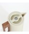 Modern design stainless steel thermos, beige color, with a handle and wooden finish, capacity 1 liter