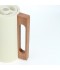 Modern design stainless steel thermos, beige color, with a handle and wooden finish, capacity 1 liter