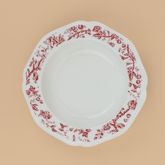 Classic Design Floral Porcelain Deep Plate - 8"