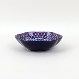Ceramic deep plate with colorful geometric patterns - 7 inches