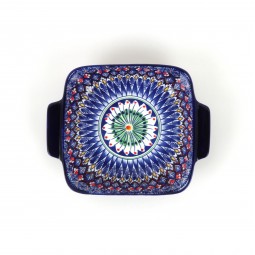 Deep Square Ceramic Bowl with Colorful Geometric Pattern - 7.5" Deep Square Ceramic Bowl with Colorful Geometric Pattern - 7.5"