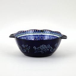 Ceramic Deep Bowl with Colorful Geometric Patterns - 9.5 Inch