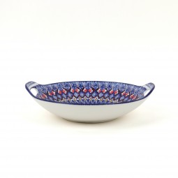 Ceramic deep plate with colorful geometric patterns - 9 inches
