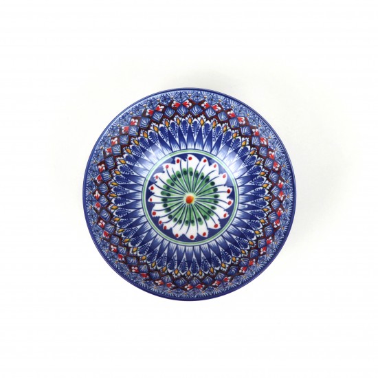 Ceramic Deep Bowl with Colorful Geometric Patterns -6.25 Inch