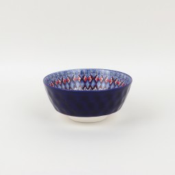 Ceramic Deep Bowl with Colorful Geometric Patterns -6.25 Inch