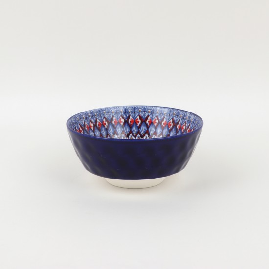 Ceramic Deep Bowl with Colorful Geometric Patterns -6.25 Inch