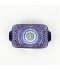 Deep rectangular ceramic bowl decorated with colorful geometric patterns - 9 inches