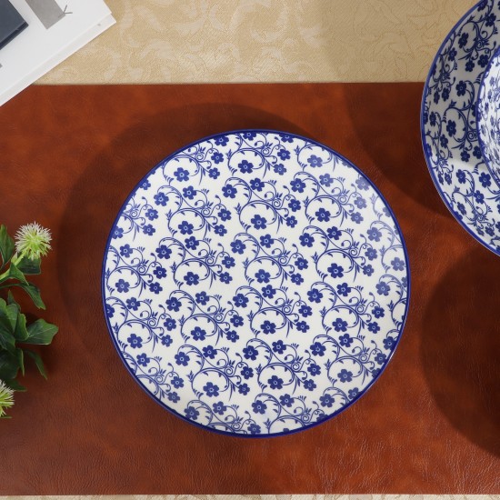 Round plate decorated with blue roses - 22 cm