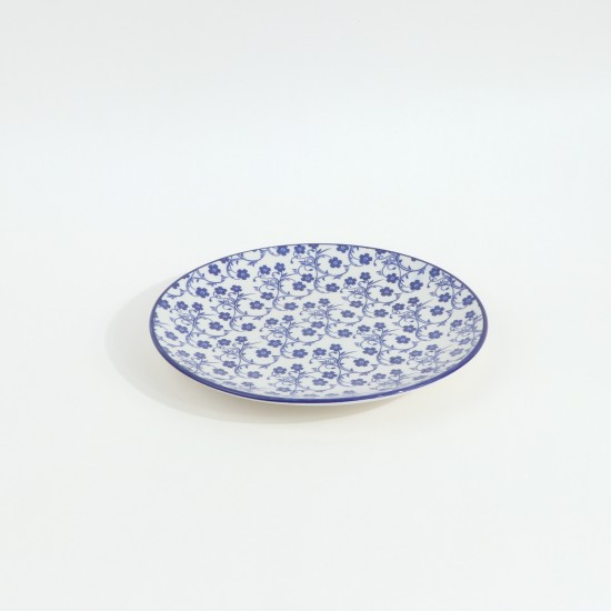 Round plate decorated with blue roses - 22 cm